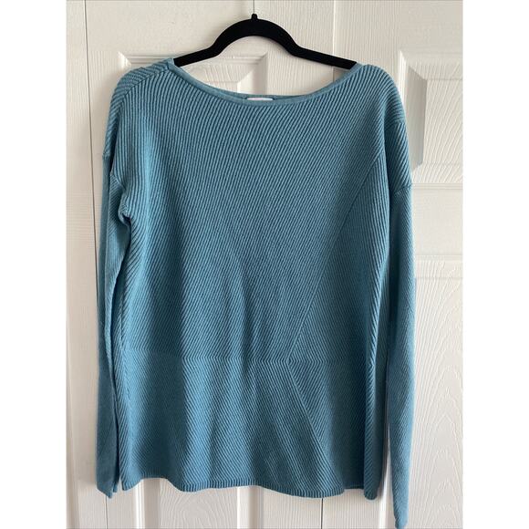 J Jill Womens Small Tall Blue Ribbed Sweater‎ - Picture 1 of 8